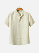 SAUL | LINEN STAND-UP COLLAR SHORT-SLEEVED SHIRT