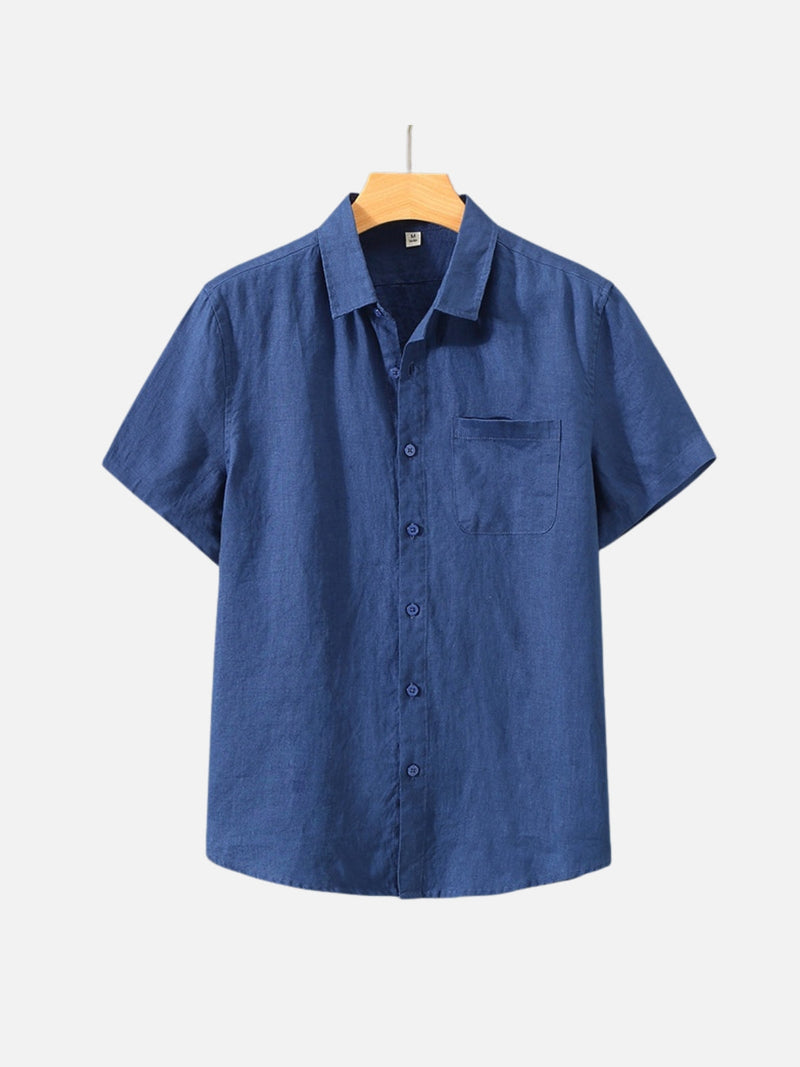 OWEN | LINEN SHIRT WITH SQUARE COLLAR AND POCKETS