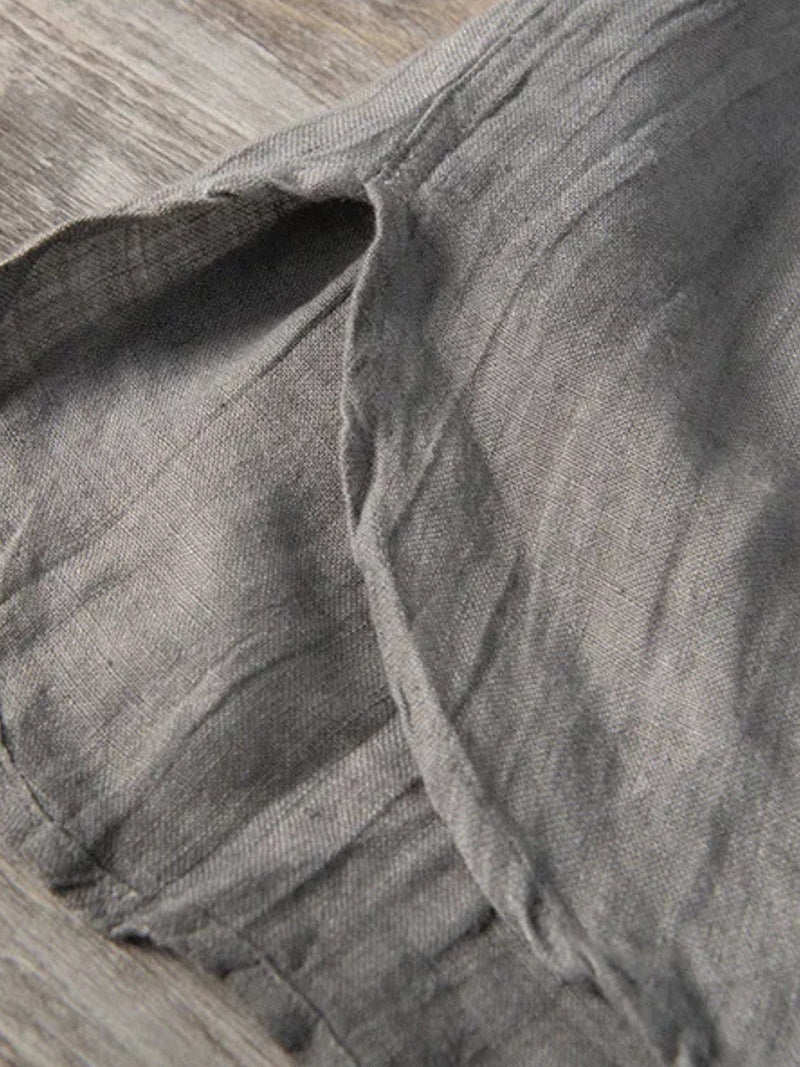 WES | LINEN V-NECK SHORT-SLEEVED SHIRT