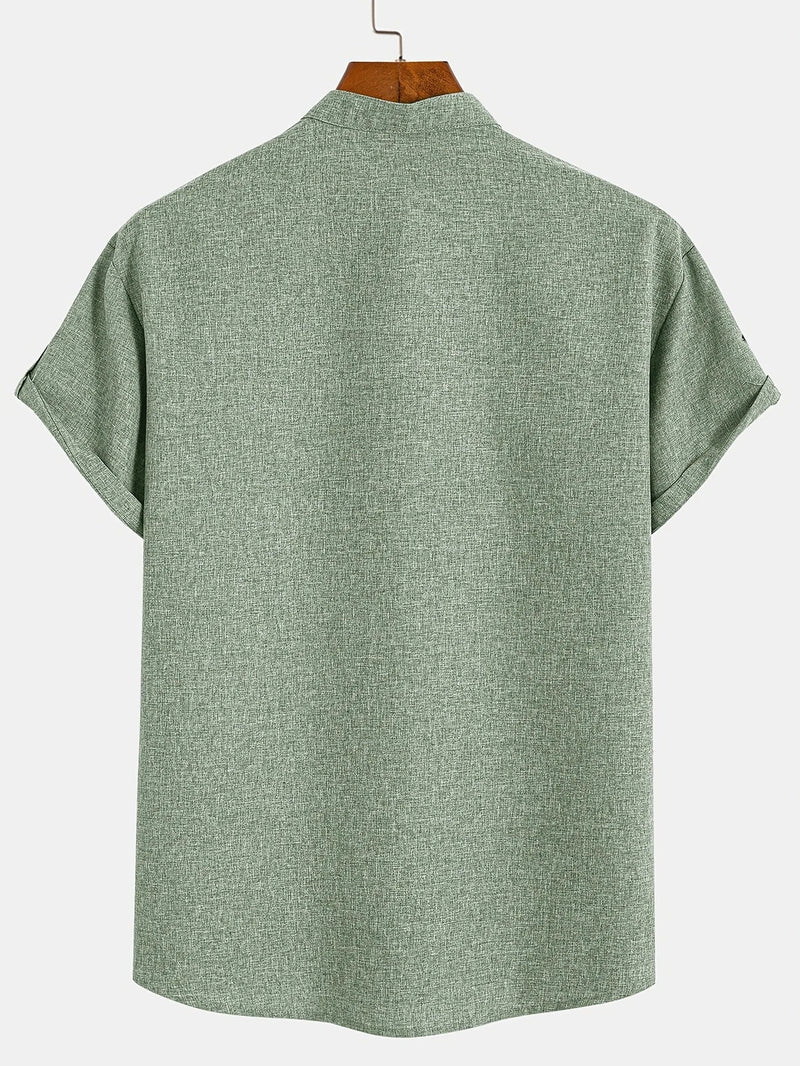 Lacy – Elegant short-sleeved shirt with stand-up collar
