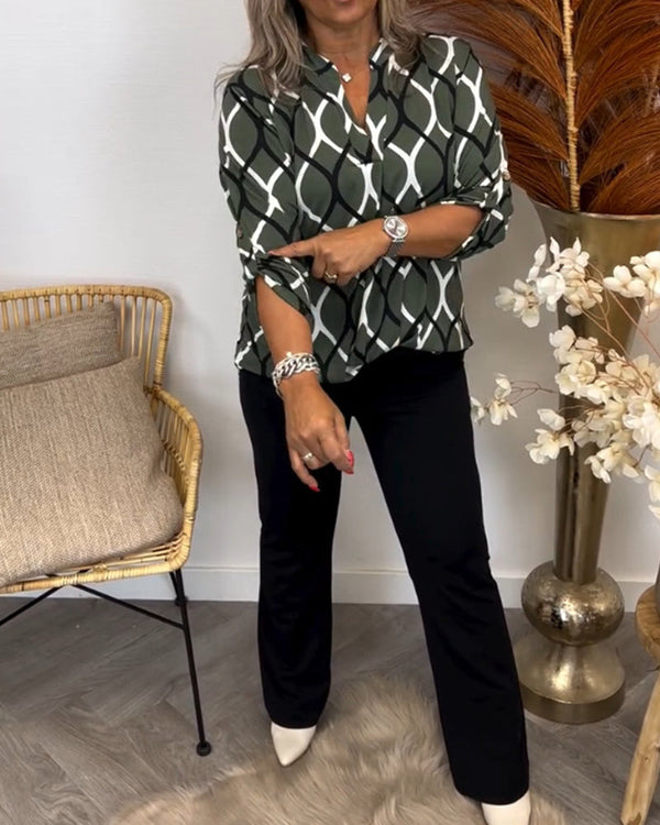 Janny | Blusa casual com mangas compridas e estampa elegante