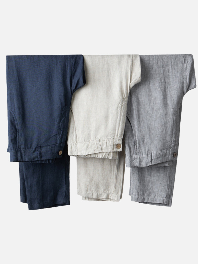 DINO | LINEN ESSENTIALS STRAIGHT-LEG TROUSERS