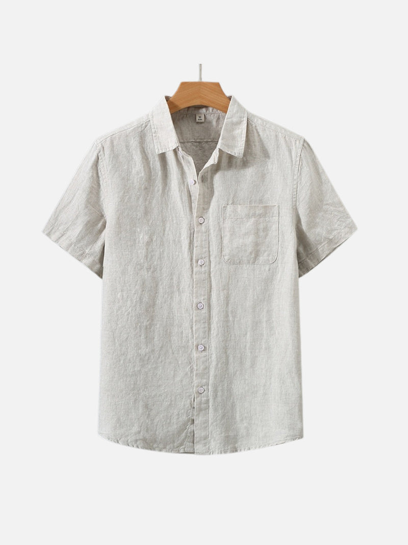OWEN | LINEN SHIRT WITH SQUARE COLLAR AND POCKETS