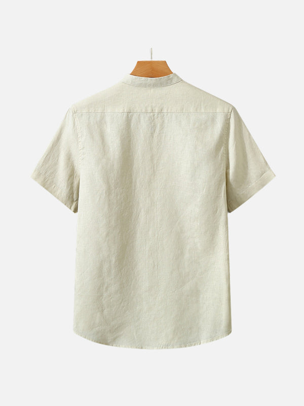 SAUL | LINEN STAND-UP COLLAR SHORT-SLEEVED SHIRT