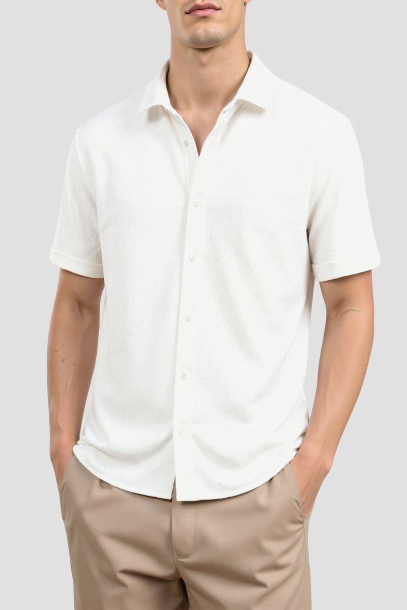 Camisa de manga curta com estampa de ondulações casual Old Money