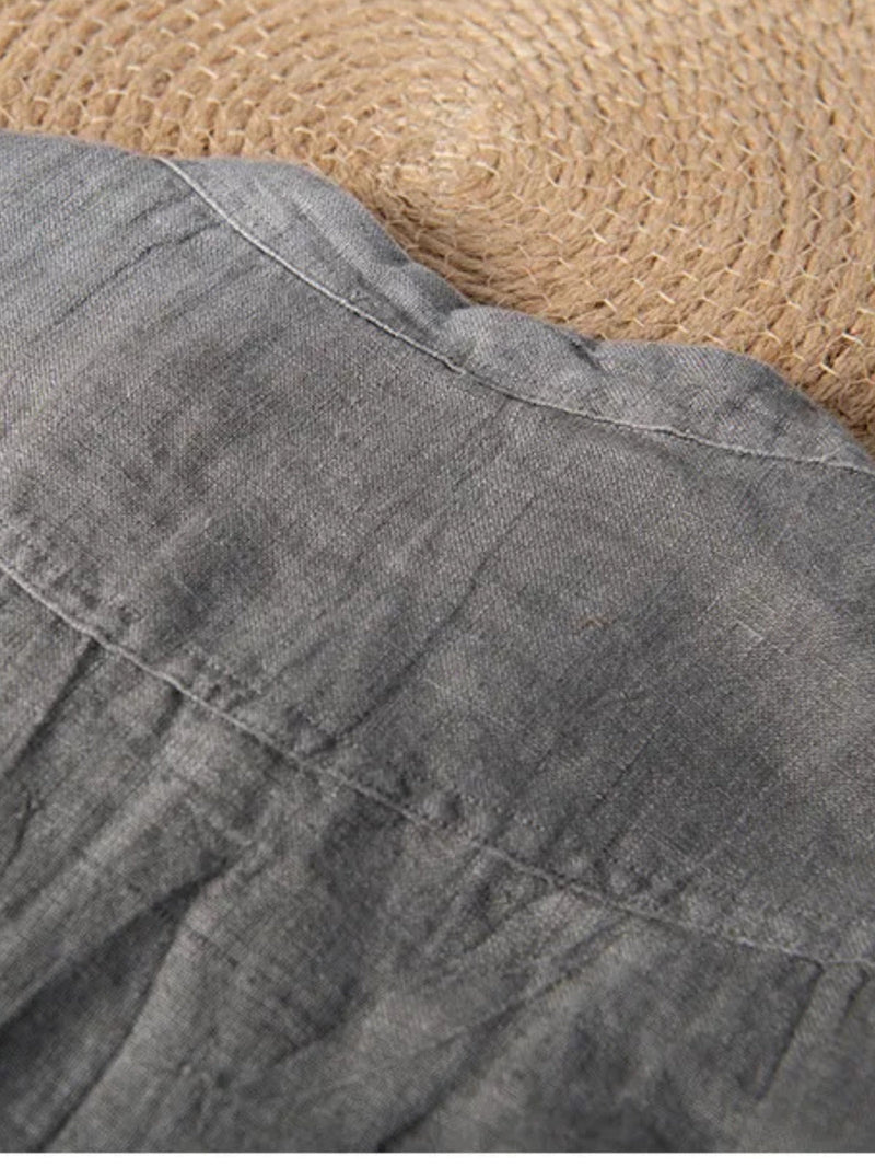 WES | LINEN V-NECK SHORT-SLEEVED SHIRT