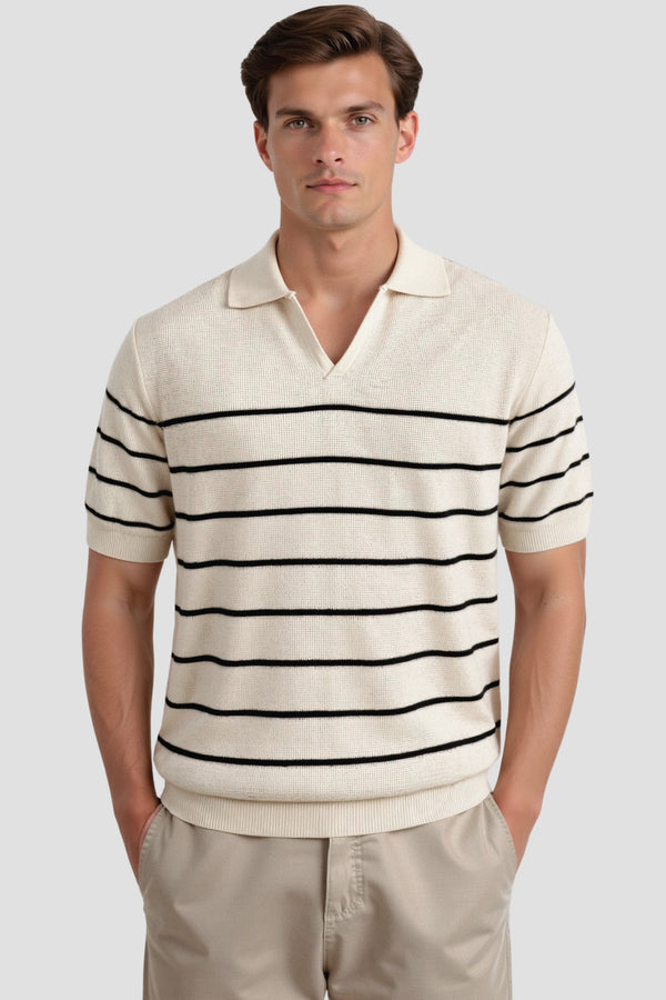 Camiseta polo informal de punto de manga corta y alta elasticidad Old Money