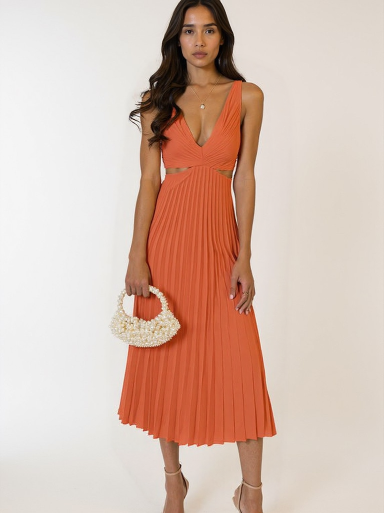 Elsa | Vestido longo plissado elegante 