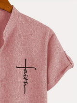 Lacy – Elegant short-sleeved shirt with stand-up collar