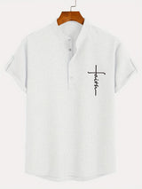 Lacy – Elegant short-sleeved shirt with stand-up collar