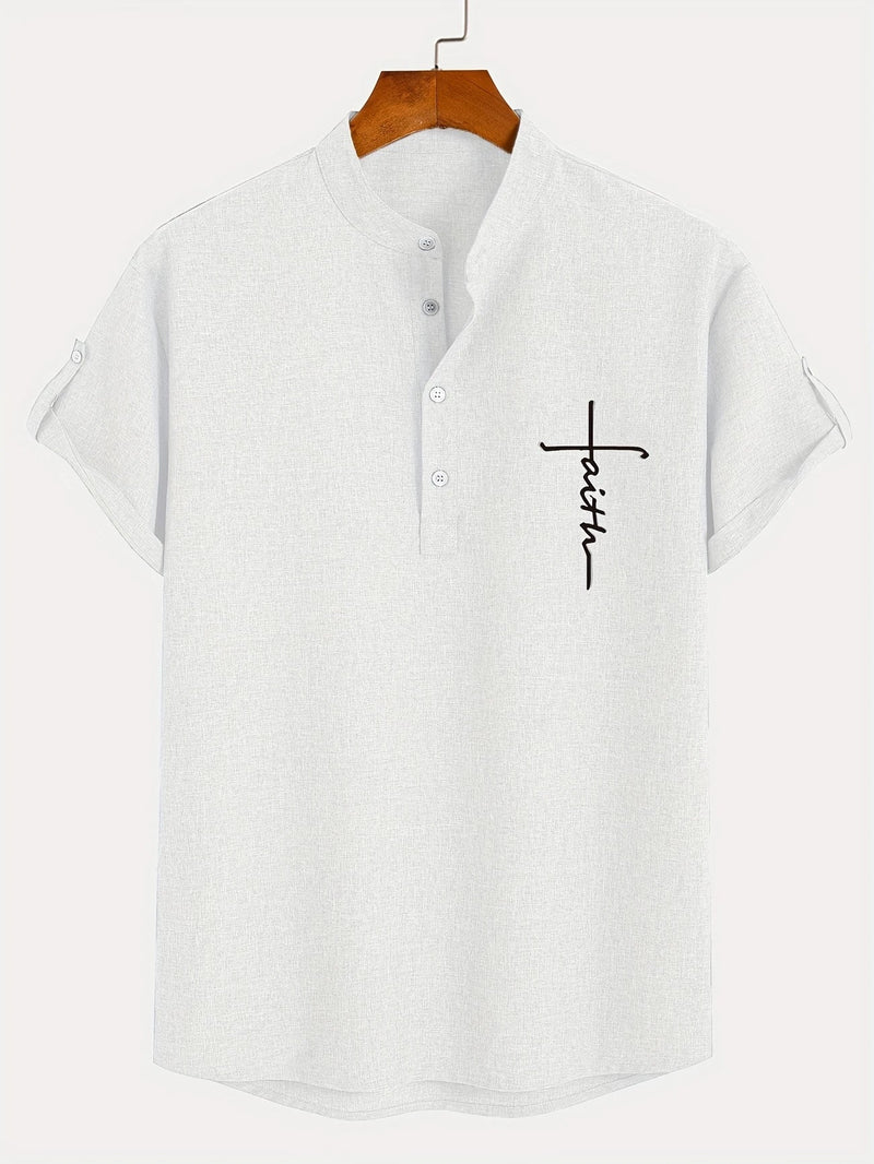 Lacy – Elegant short-sleeved shirt with stand-up collar