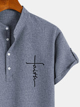 Lacy – Elegant short-sleeved shirt with stand-up collar