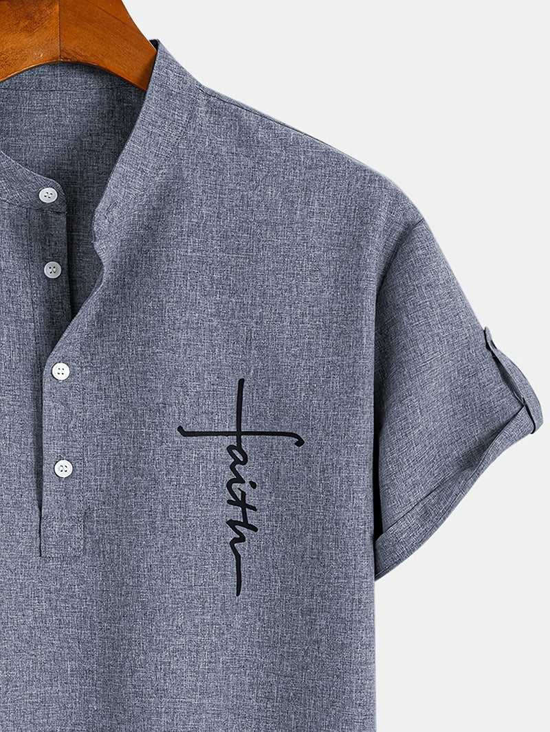 Lacy – Elegant short-sleeved shirt with stand-up collar