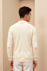 Cardigan luxuoso de malha sólida com gola redonda