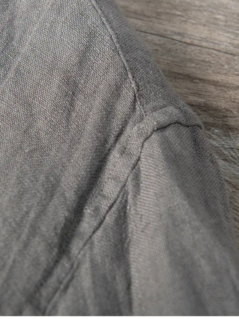 WES | LINEN V-NECK SHORT-SLEEVED SHIRT