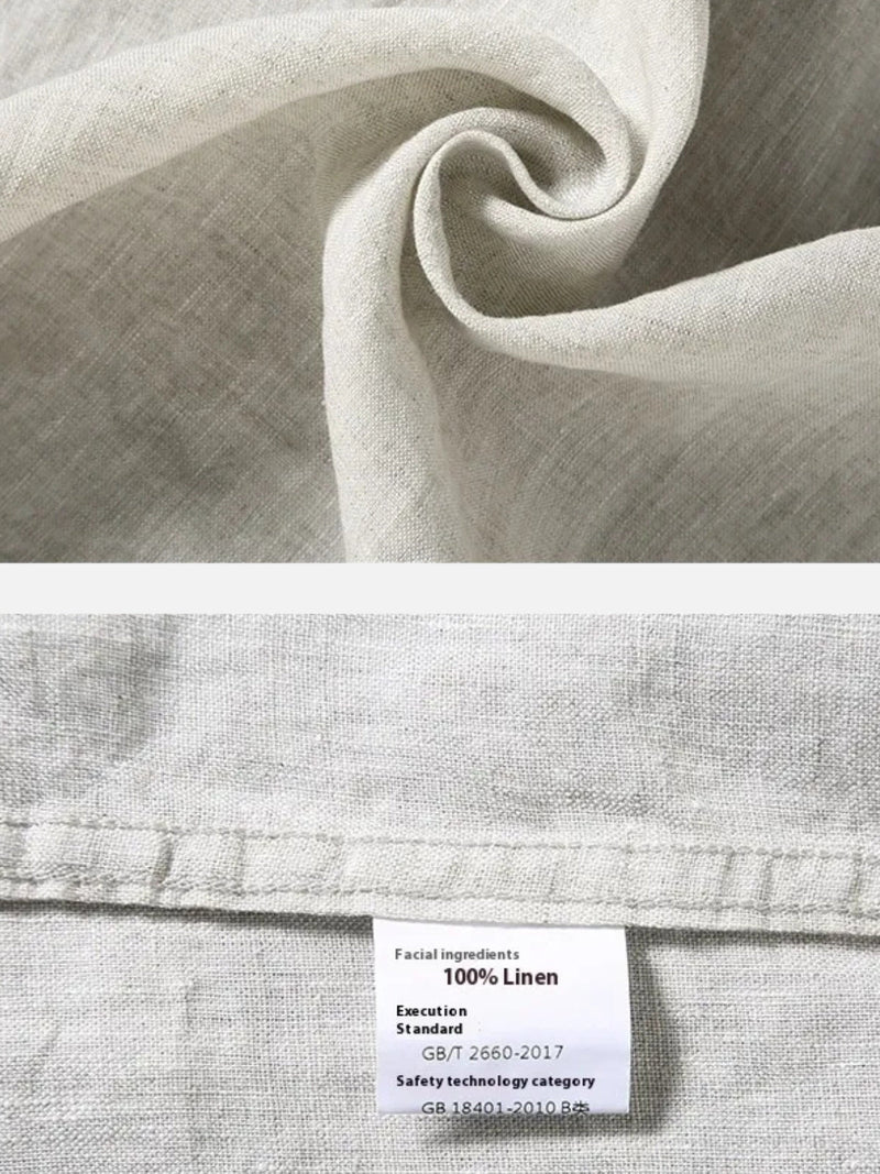 OWEN | LINEN SHIRT WITH SQUARE COLLAR AND POCKETS
