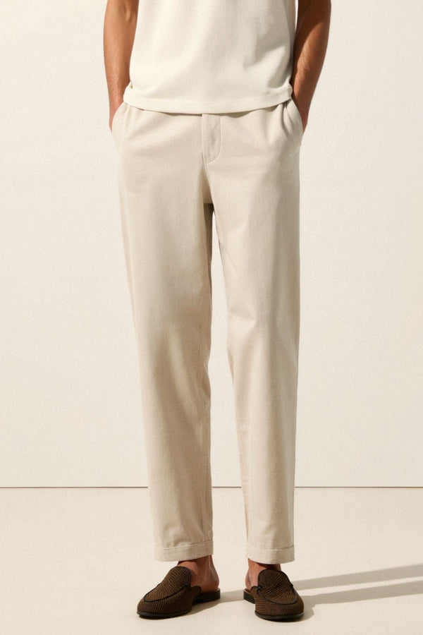 Pantalones holgados de lino de corte regular Old Money