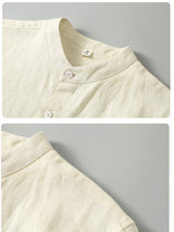 SAUL | LINEN STAND-UP COLLAR SHORT-SLEEVED SHIRT