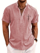 Lacy – Elegant short-sleeved shirt with stand-up collar