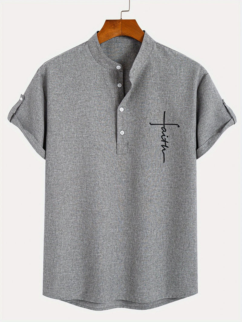 Lacy – Elegant short-sleeved shirt with stand-up collar