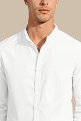 Camisa de manga larga de algodón y lino Old Money