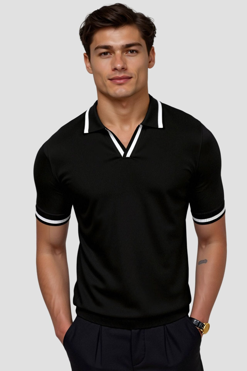 Camiseta polo sem mangas de verão com corte slim e contraste Old Money