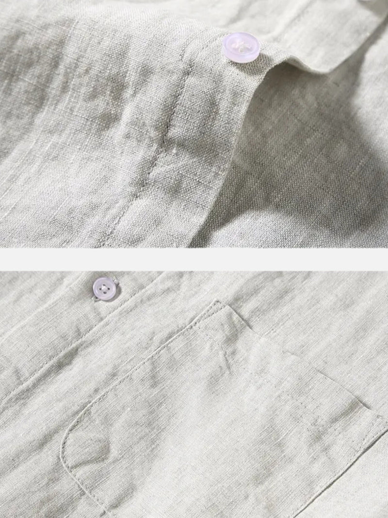 OWEN | LINEN SHIRT WITH SQUARE COLLAR AND POCKETS