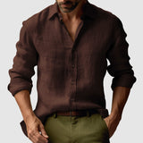 Men's Vintage Linen Shirt with Long Sleeves