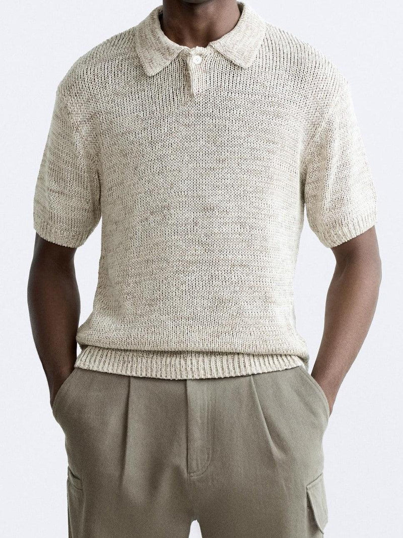 Camiseta polo de malha com botões Old Money 