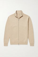 Cardigan elegante com zíper completo e ajuste fino e luxuoso