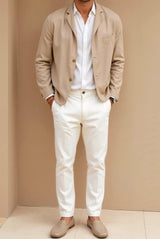 Jaqueta casual versátil masculina Old Money com gola