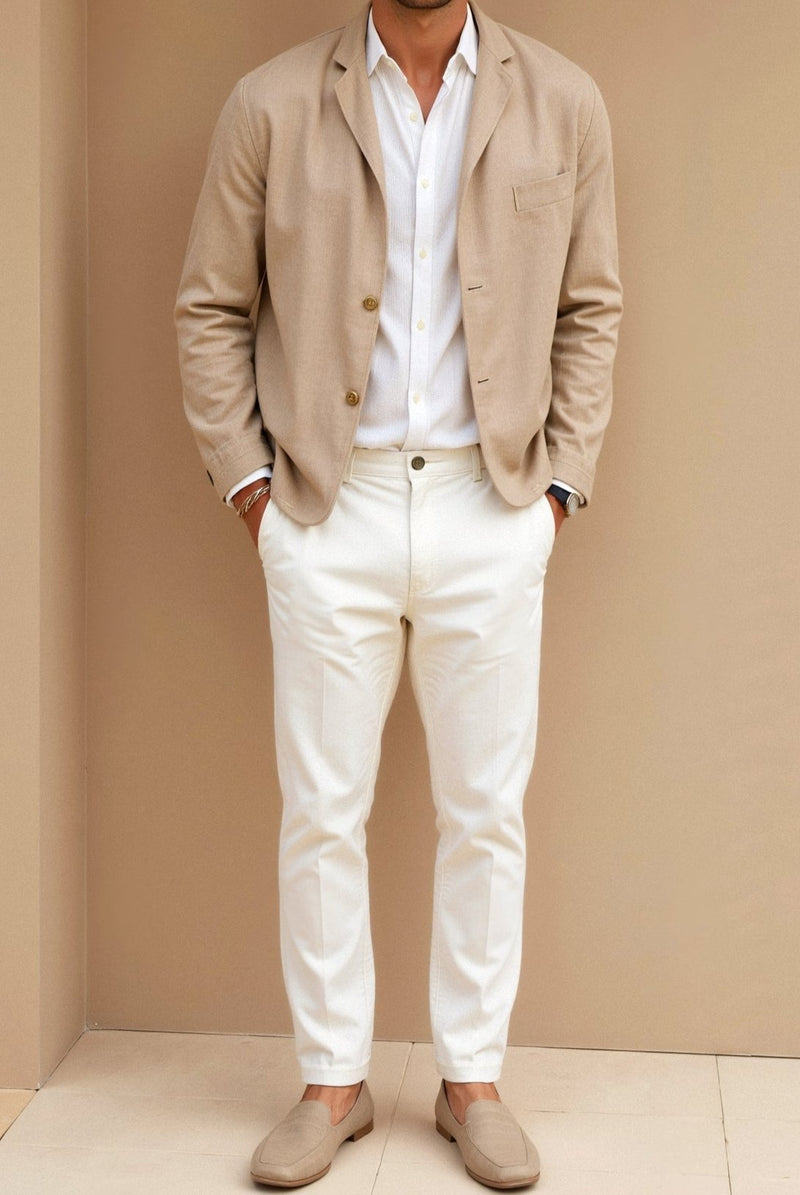 Jaqueta casual versátil masculina Old Money com gola
