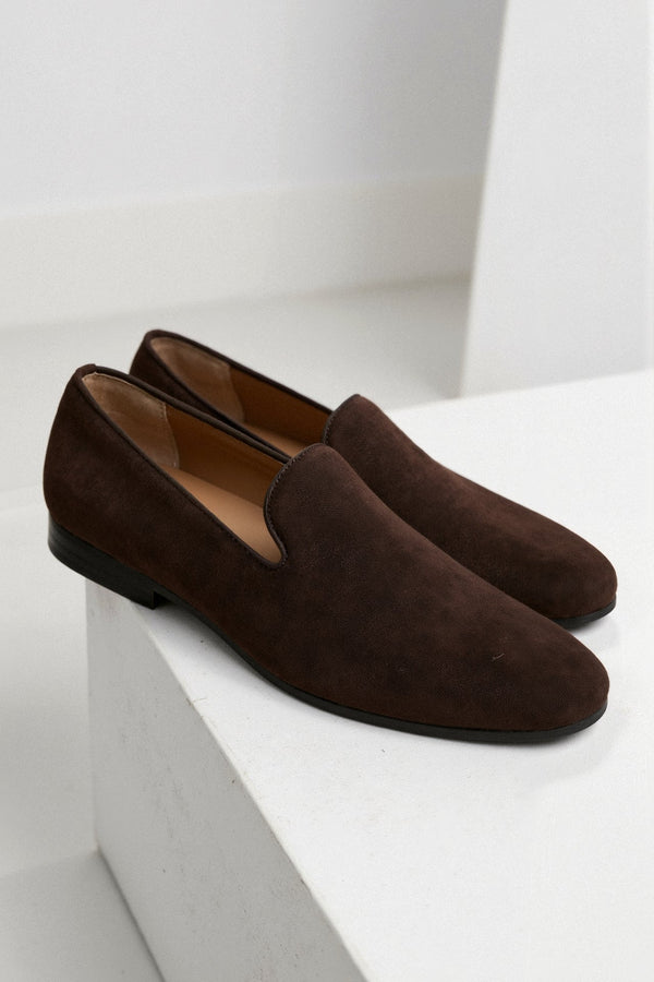 Sapatos mocassins masculinos de camurça e couro antiderrapantes Old Money