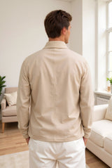 Jaqueta casual versátil masculina Old Money com gola