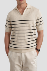 Camiseta polo de malha de manga curta casual Old Money com alta elasticidade