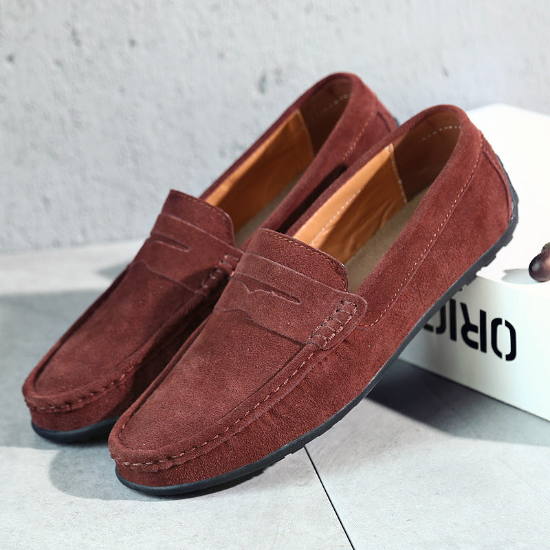 Mocassins masculinos de camurça retrô