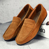 Mocassins masculinos de camurça retrô
