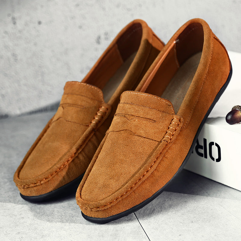 Mocassins masculinos de camurça retrô