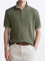 Camiseta polo estruturada exclusiva Old Money com meio zíper