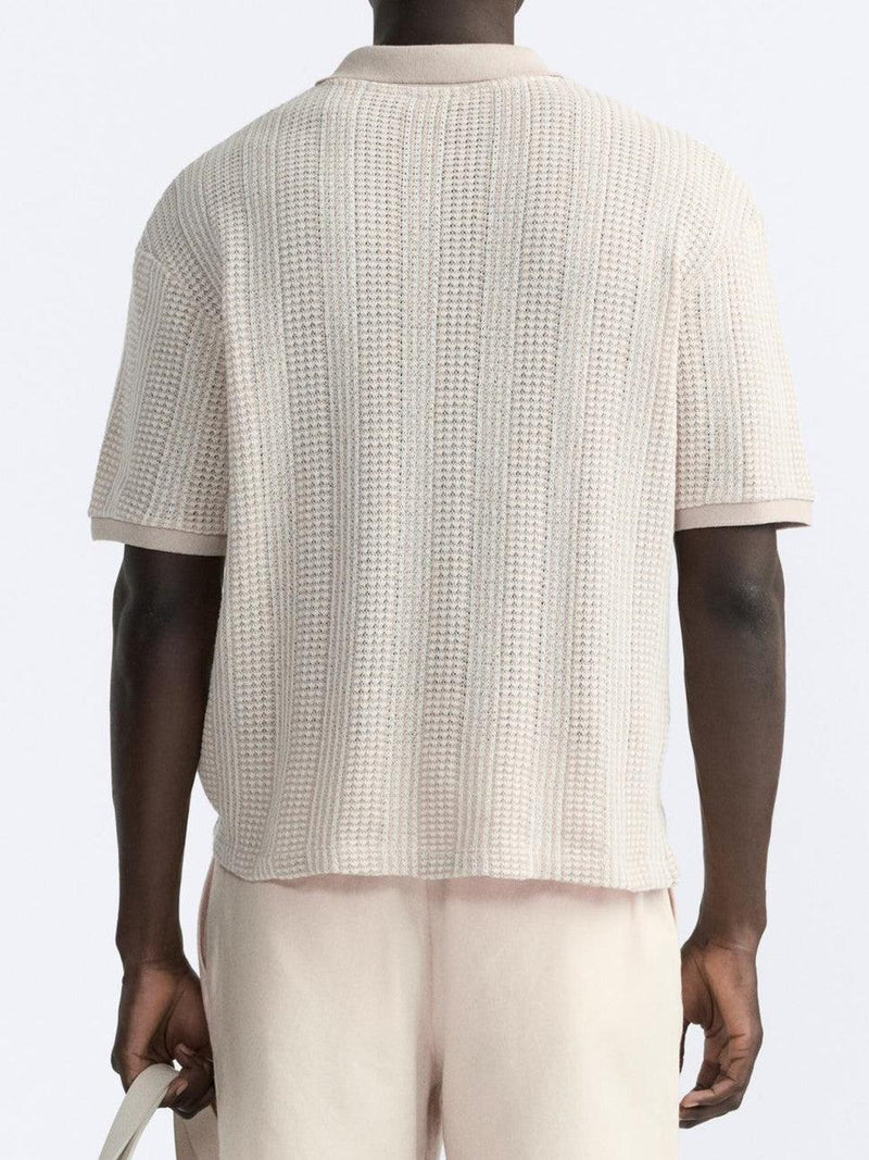 Camiseta polo estruturada exclusiva Old Money com meio zíper