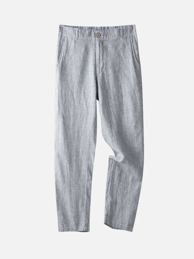DINO | LINEN ESSENTIALS STRAIGHT-LEG TROUSERS