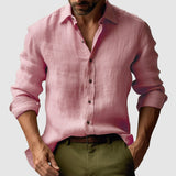 Men's Vintage Linen Shirt with Long Sleeves