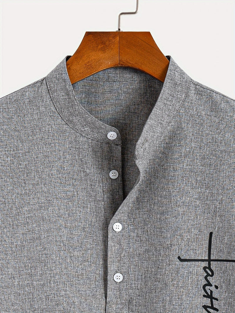 Lacy – Elegant short-sleeved shirt with stand-up collar