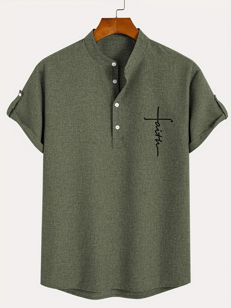 Lacy – Elegant short-sleeved shirt with stand-up collar