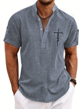 Lacy – Elegant short-sleeved shirt with stand-up collar