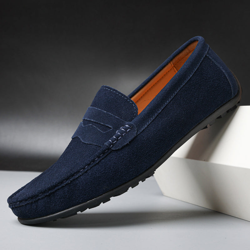 Mocassins masculinos de camurça retrô