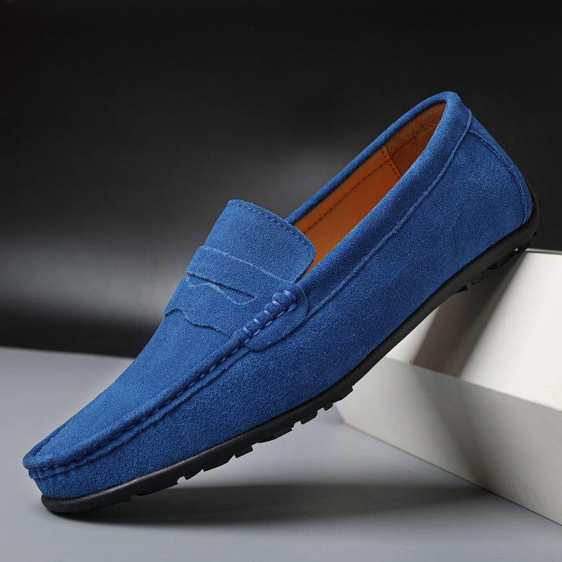 Mocassins masculinos de camurça retrô