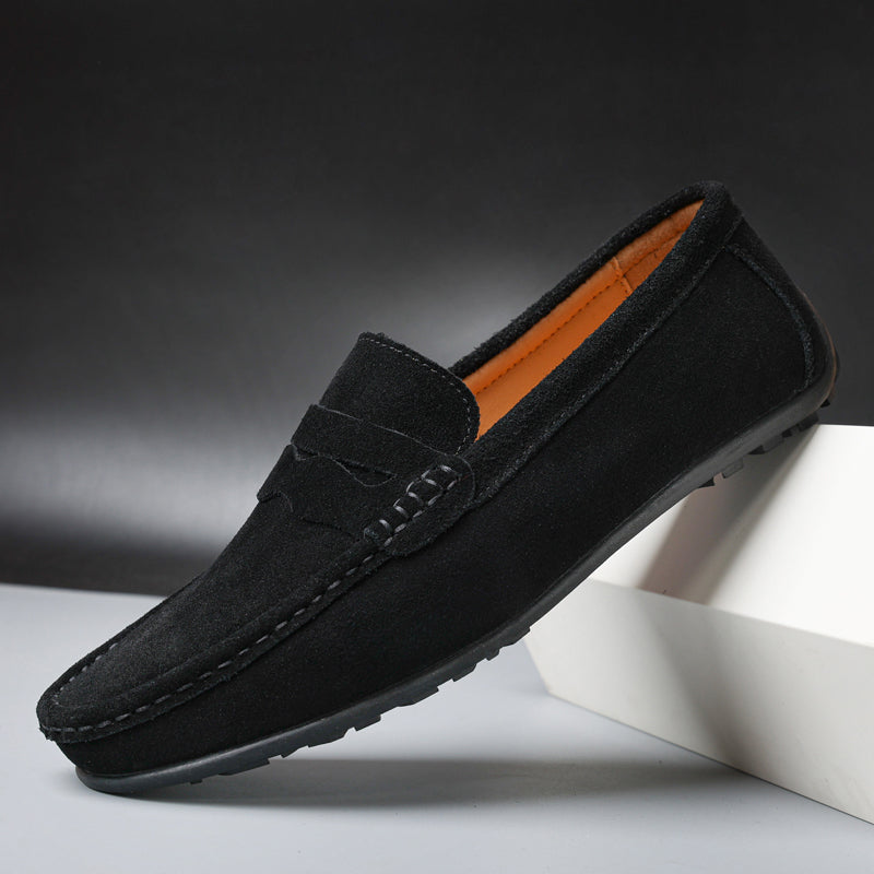 Mocassins masculinos de camurça retrô