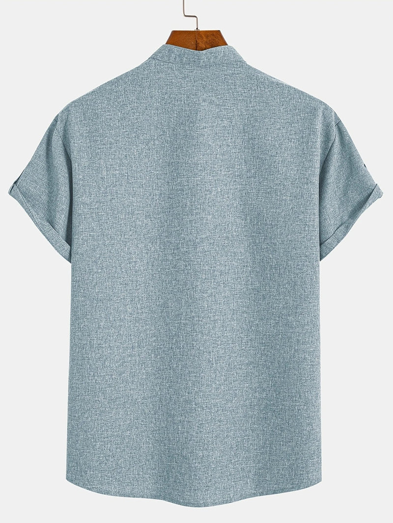 Lacy – Elegant short-sleeved shirt with stand-up collar