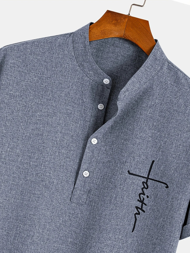 Lacy – Elegant short-sleeved shirt with stand-up collar
